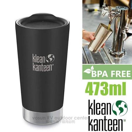【美國 Klean Kanteen】16oz/473ml 雙層不鏽鋼保溫杯(附杯蓋)/K16VSSC-SB 消光黑✿30E010